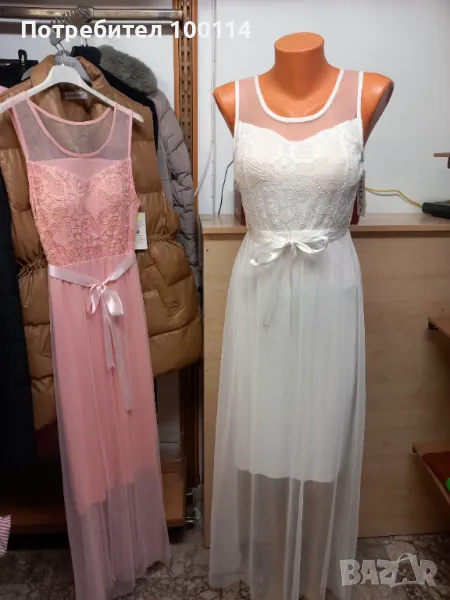 Рокля с тюл розова и бяла, снимка 1