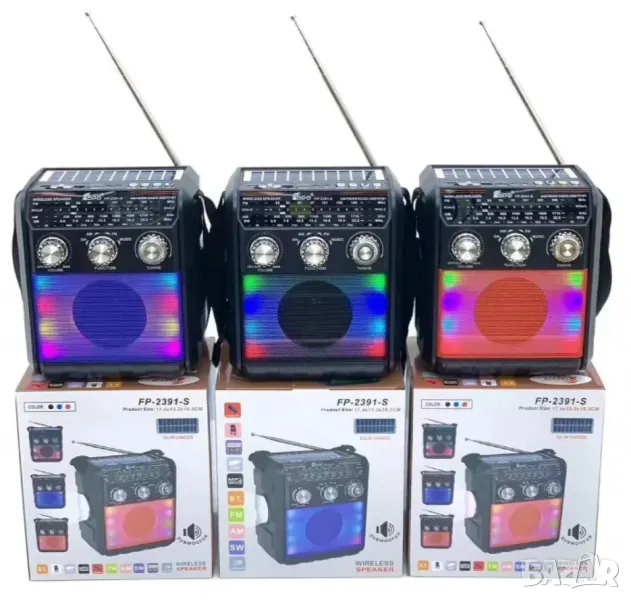 Безжична тонколонка радио със соларен панел FP-2391-S, снимка 1