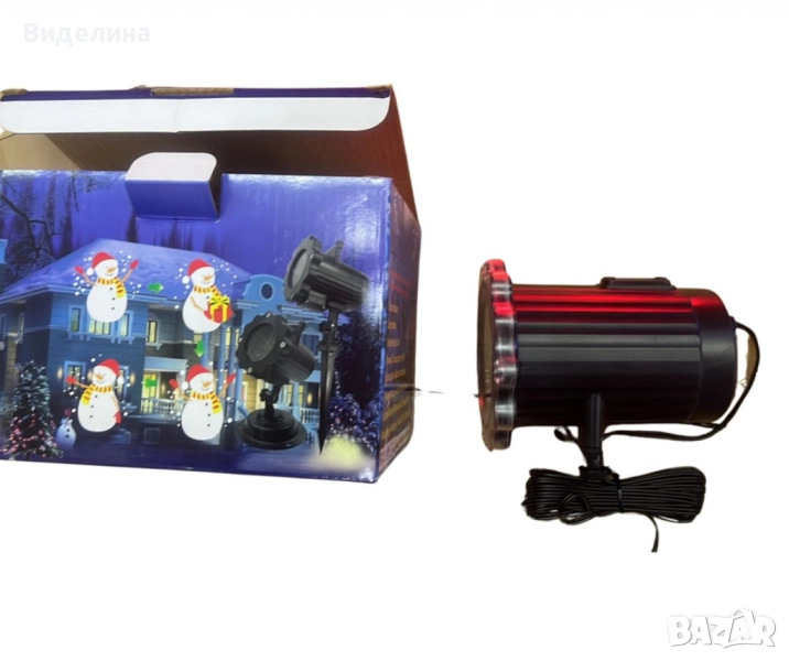 Водоустойчив LED проектор Снежинка за прожектиране на сняг, снимка 1