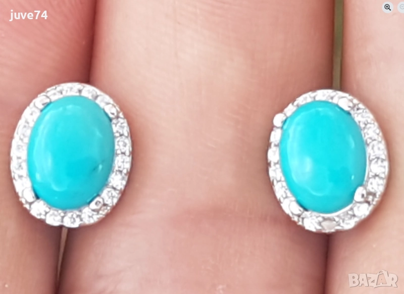 СРЕБЪРНИ ОБИЦИ С ТЮРКОАЗ (АРИЗОНА,САЩ), снимка 1