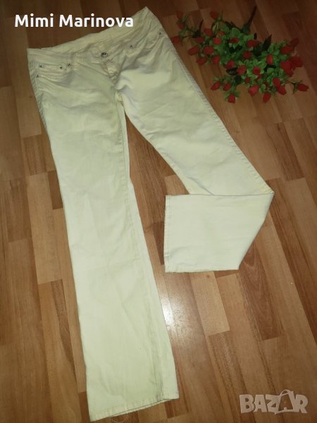 Памучни дънки цвят беж-светло-жълти, снимка 1