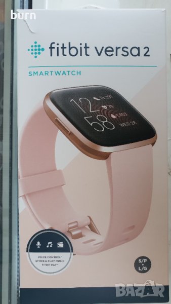 Смарт часовник Fitbit Versa 2,Розов,(включени S и L ленти)сърдечен ритъм, музика, вградена Alexa, пр, снимка 1