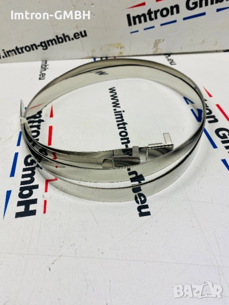 Стойка – скоба за стълб за монтаж на камери от  хром- никел 150mm x 20mm, снимка 1