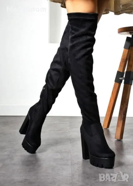 Чизми на ток - Велур, снимка 1