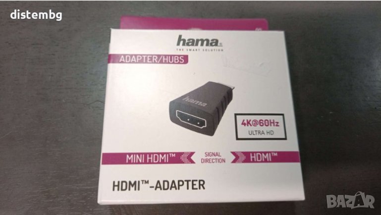 Адаптер HAMA 200347, Mini-HDMI мъжко - HDMI женско, Ultra-HD, 4K, Черен, снимка 1