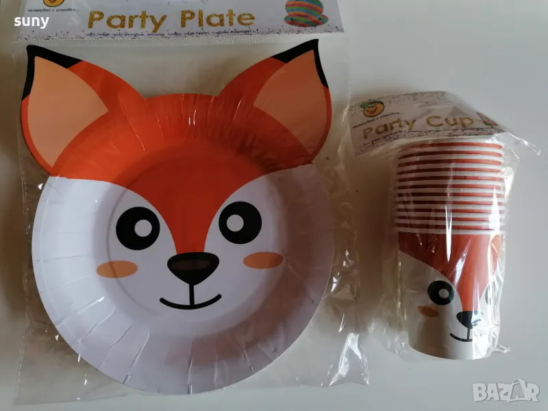 Парти чашки и чинийки с животни, снимка 1