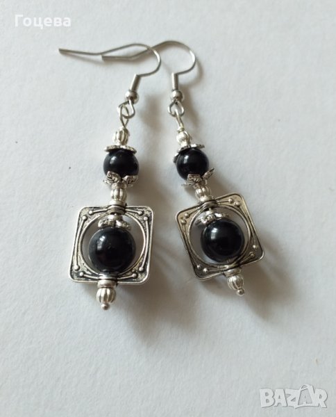 Красиви обици в класическото черно и сребърно, снимка 1