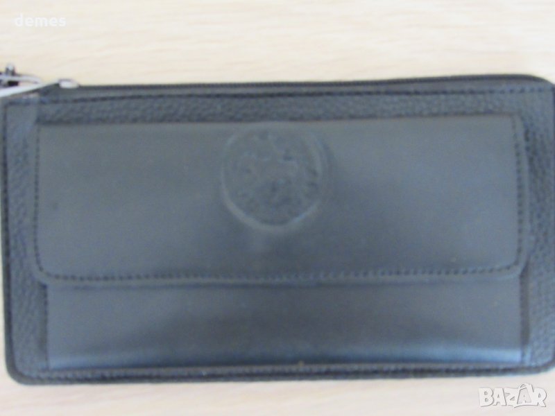 Дамско портмоне 2 в 1 от естествена кожа-черен,нов,Монголия, снимка 1