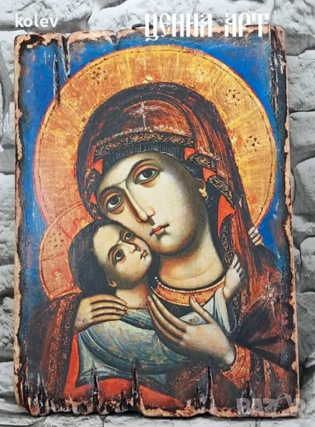  икона на Богородица с Младенеца от Рилски манастир 25/18 см, репродукция, уникат, снимка 1