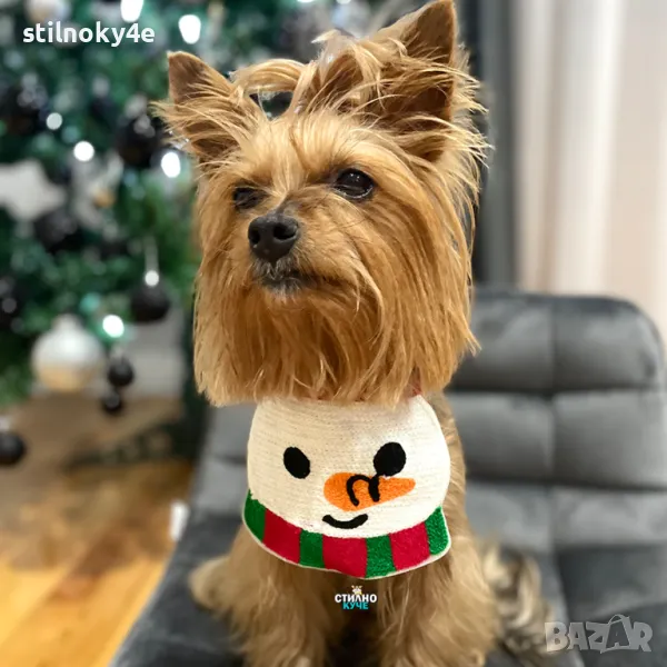 Коледен шал за домашен любимец Коледен кучешки нашийник Коледен шал за куче Коледно кучешко шалче, снимка 1