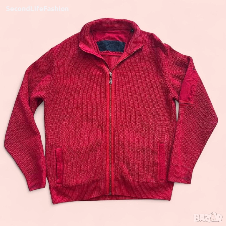 Blue Willi’s Дания мъжка жилетка пуловер с цип, размер XL, червен, памук, снимка 1