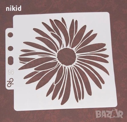 Маргаритка Хризантема стенсил шаблон украса декор торта scrapbooking, снимка 1