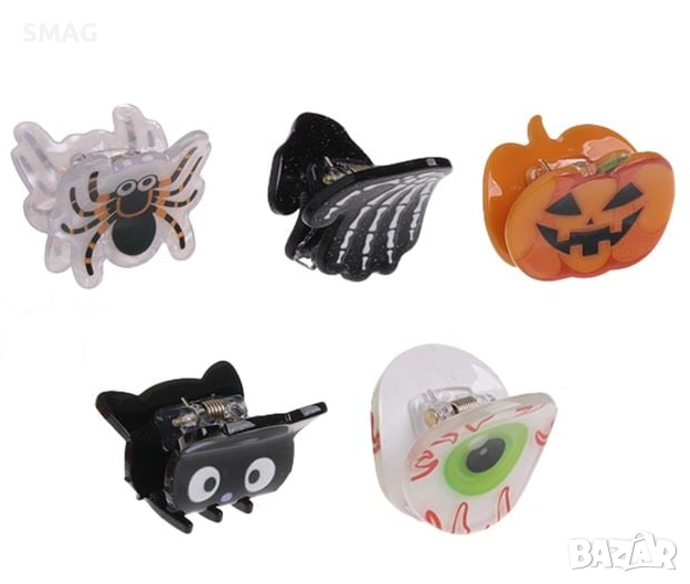 Комплект Halloween / Хелоуин шноли в 5 дизайна, 2.5 см – 5 броя_1255914, снимка 1