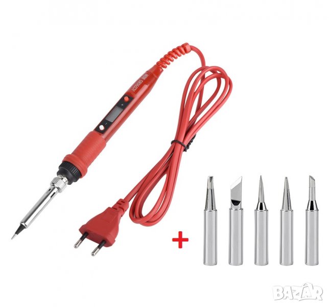 комплект поялник 80W с електронен терморегулатор до 500℃ + 5 накрайника; за подарък, снимка 1