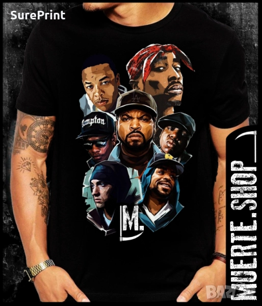 Черна тениска с щампа HIP HOP LEGENDS, снимка 1