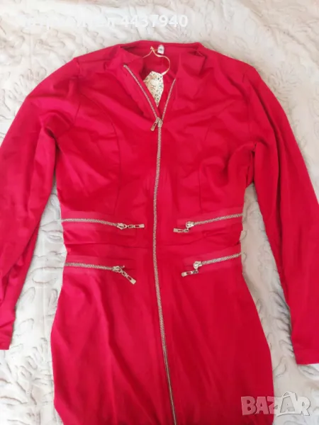 Дълга червена рокля с ципове XL р-р, снимка 1