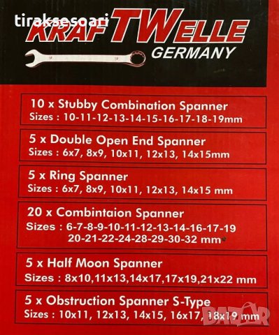 Немски Професионални комбинирани ключове 50 части , KraftWelle, снимка 2 - Ключове - 43481796