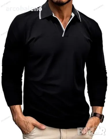 Нова мъжка тениска ПОЛО с V-образно деколте и ревер, 6цвята , снимка 11 - Тениски - 48479104