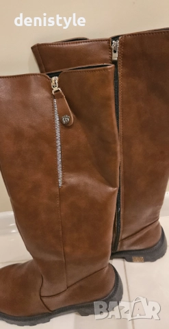 Кафеви ботуши с ципове 41, снимка 4 - Дамски ботуши - 52486802