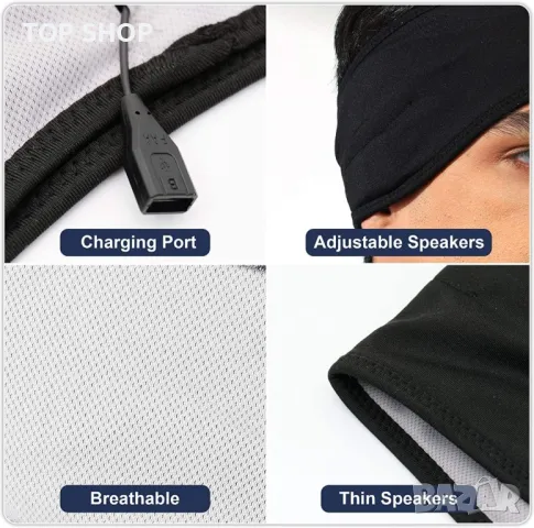 Слушалки Navly Sleep Bluetooth Спортни слушалки с лента за глава с ултратънки HD стерео високоговори, снимка 4 - Bluetooth слушалки - 48925513