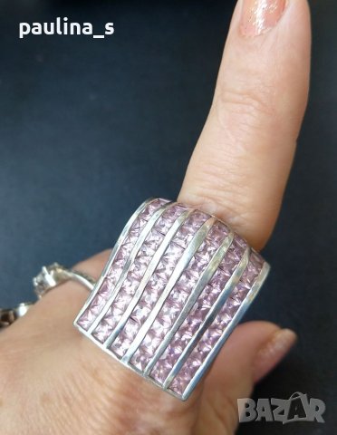 Два различни броя / Винтидж сребърен пръстен с Морганити и Аметисти / проба 925 , снимка 7 - Пръстени - 40455917