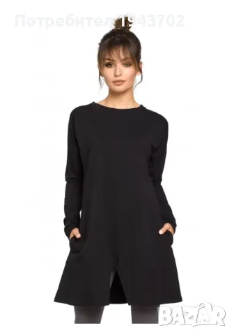 Есенна туника с предна цепка в черно B042 BE, снимка 1