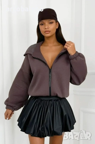 Дамска мини пола от еко кожа с вградени къси панталони, 2цвята , снимка 11 - Поли - 52567546