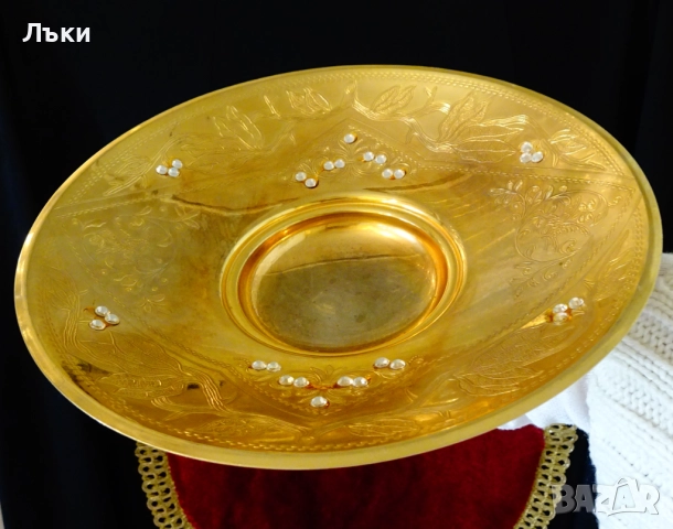 Позлатена фруктиера 24k Gold,етикет,Art Nouveau. , снимка 3 - Антикварни и старинни предмети - 52900098