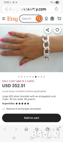 Сребърна гривна, снимка 7 - Гривни - 53541144