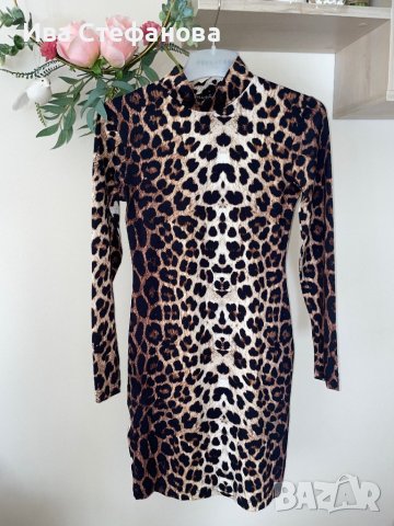 Елегантна официална еластична тигрова леопардова рокля 100% микрофибър , снимка 6 - Рокли - 43245511
