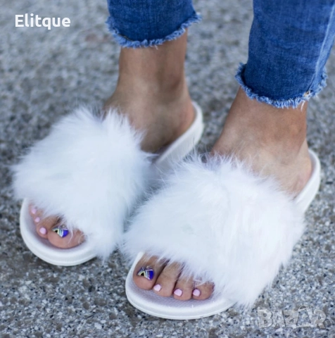 Модерен дизайн, уют и комфорт: Стилни дамски чехли с пух, снимка 5 - Чехли - 52871408