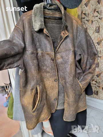 винтидж кожено яке,мъжко шуба - състарен ефект, снимка 1