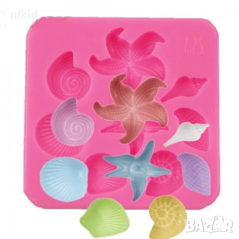 Релефни морски мида рапан морска звезда охлюв силиконов молд  форма фондан шоколад украса декор, снимка 2 - Форми - 26560454
