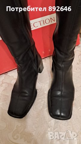Черни дамски ботуши високи 38 номер естествена кожа, снимка 5 - Дамски ботуши - 43675427
