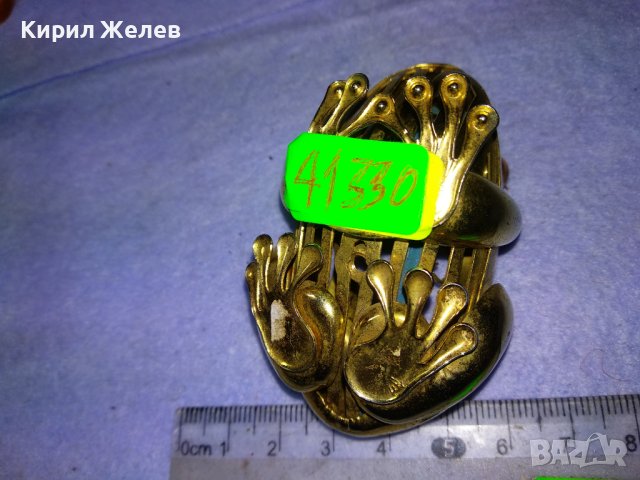 СТАРА ПОЗЛАТЕНА МЕТАЛНА КЪСМЕТЛИЙСКА ЖАБКА - КУТИЙКА За СКЪПОЦЕННОСТИ ФИГУРКА 41330, снимка 11 - Колекции - 43590146