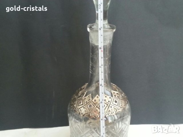Кристална гарафа с метални елементи, снимка 4 - Антикварни и старинни предмети - 23121512