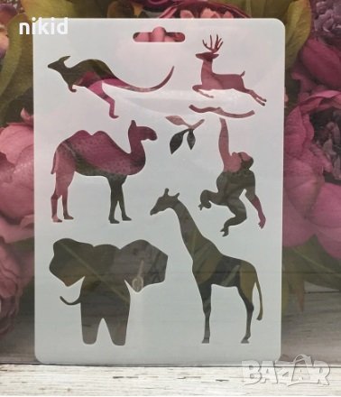 елен Кенгуру камила жираф маймуна слон стенсил шаблон за спрей торта украса декорация
