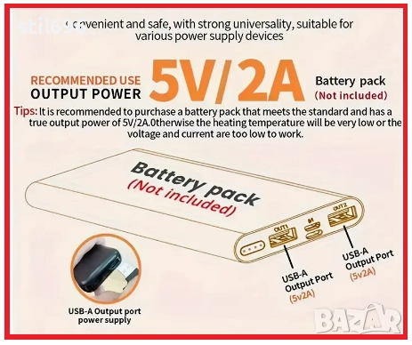 ЕЛЕК С ЕЛЕКТРИЧЕСКО НАГРЯВАНЕ, 25 ЗОНИ ЗА НАГРЯВАНЕ ЧРЕЗ Power Bank БАТЕРИЯ - 3 НАСТРОЙКИ НА ТЕМПЕРА, снимка 16 - Други - 51783907