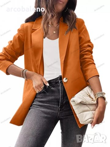 Ново дамско едноцветно ежедневно сако с дълъг ръкав, 8цвята - 023, снимка 3 - Сака - 39258787