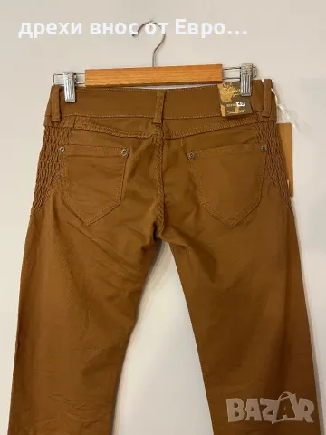 Дамски памучен кафяв панталон с намачкан ефект, снимка 4 - Панталони - 49312122