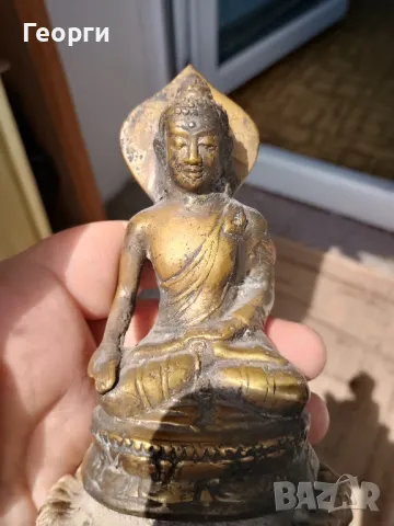 Стара бронзова статуетка върху кост, снимка 3 - Антикварни и старинни предмети - 50127201