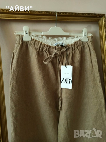 ZARA дамски ленен панталон, снимка 12 - Панталони - 53467586