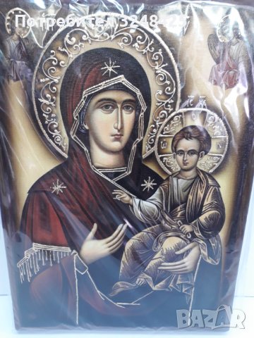Много голяма икона на платно , р-р А3 , със Света Богородица майка , р-ри 45 / 32 / 1,5 см , снимка 1 - Икони - 37534427