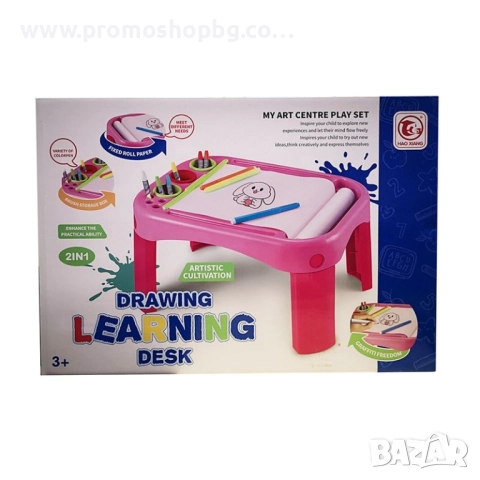 Маса за рисуване и обучение, включена ролка хартия, 12 маркера, 12 молива, снимка 3 - Рисуване и оцветяване - 52673038