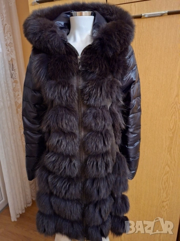 Палто естествева кожа и лисица 