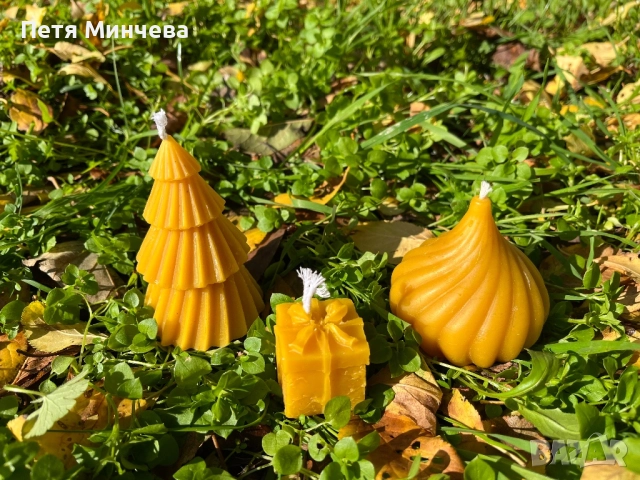 Ръчно изработени свещи от пчелен восък кръщене, рожден ден, годишнина, подарък, снимка 3 - Декорация за дома - 49576611