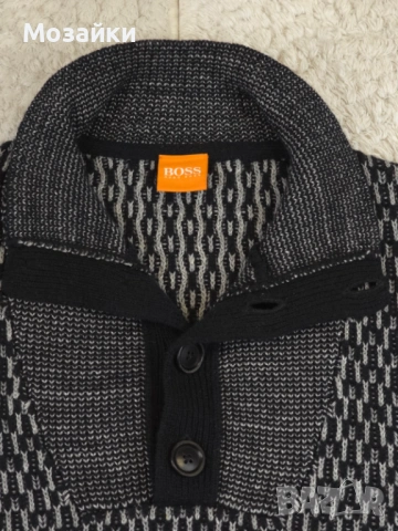 Мъжки пуловер BOSS Kerwino вълна и памук Black & White | MSRP €220 | Размер XL, снимка 2 - Пуловери - 53595829