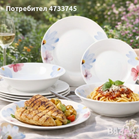 Комплект чинии 24 части с нежни цветя