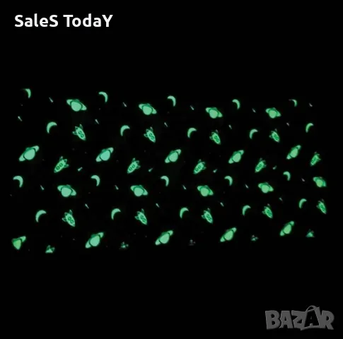 Светещо килимче с ракети и планети, 140x60 см, фосфоресцираща подложка, снимка 2 - Спално бельо и завивки - 47564479