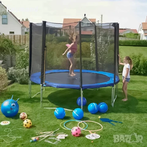 Детски батут с мрежа 244см с ПДОАРЪΚ LED Лампички – Подсилена конструкция и UV защита, снимка 7 - Други - 50985743